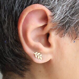 18k Yellow Gold Leaf Earrings